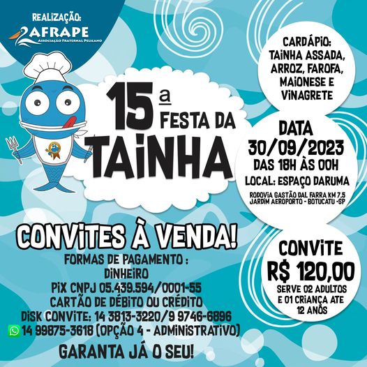 15ª edição da Festa da Tainha será no dia 30 Jornal Acontece Botucatu