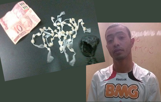 Rapaz é preso por Força Tática com 49 de pedras de crack