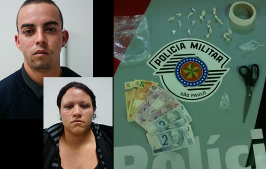 Casal acaba preso pela PM em flagrante de tráfico