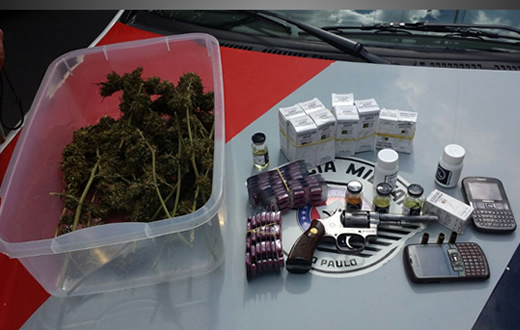 Maconha, arma e anabolizante são apreendidos pela PM