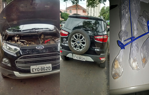 PM localiza carro roubado clonado e flagra tráfico