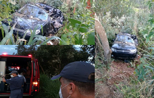 Queda de carro em ribanceira deixa duas vítimas graves
