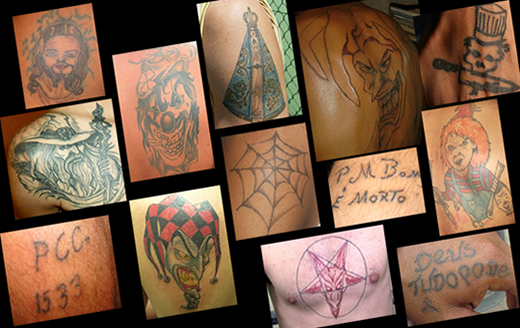 Tatuagem feita em cadeia indica personalidade do preso