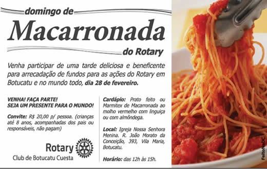 Domingo é dia de macarronada do Rotary