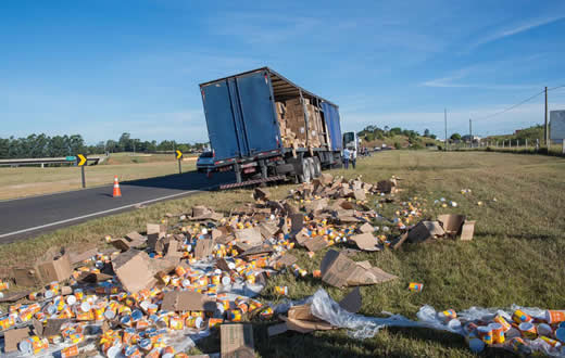 Carreta derruba carga de leite em pó e população tenta levar o produto