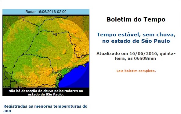 Frio diminui ainda mais em Botucatu nesta quinta-feira,16