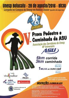 Cartaz Prova Pedestre e Caminhada ASU 2016 Botucatu