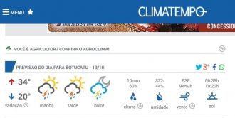 Animação na página do Clima Tempo