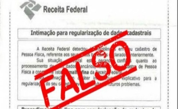 Receita Federal alerta para envio de falsas intimações pelos Correios Receita Federal alerta para envio de falsas intimações pelos Correios