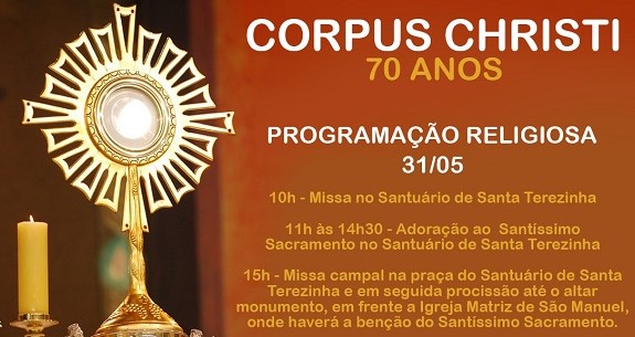 São Manuel divulga programação de Corpus Christi 70 anos São Manuel divulga programação de Corpus Christi 70 anos