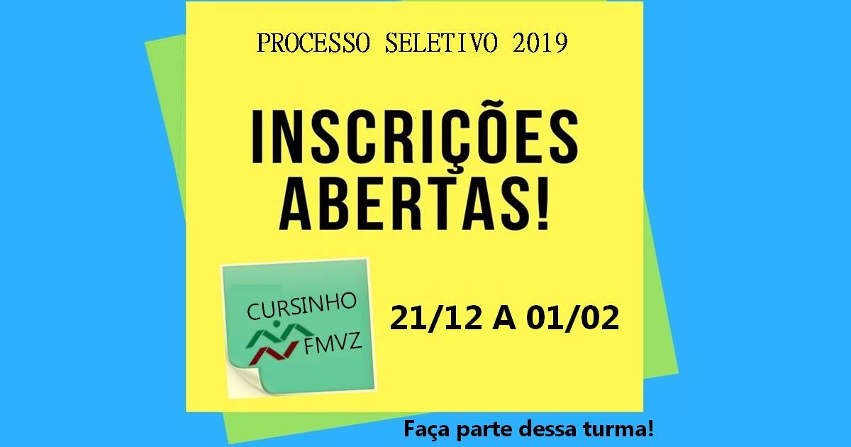 FMVZ está com inscrições abertas para o Cursinho Pré-Vestibular de 2019