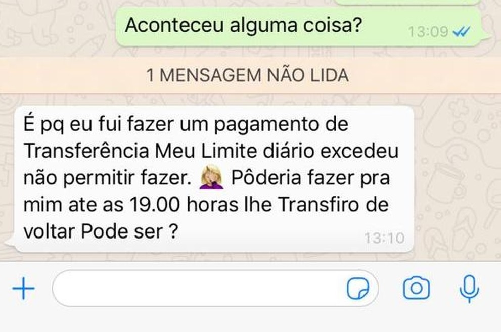 Médica cai em golpe no WhatsApp e recebe ‘conselho’ de bandido: ‘Tem que amadurecer’ Médica cai em golpe no WhatsApp e recebe ‘conselho’ de bandido: ‘Tem que amadurecer’