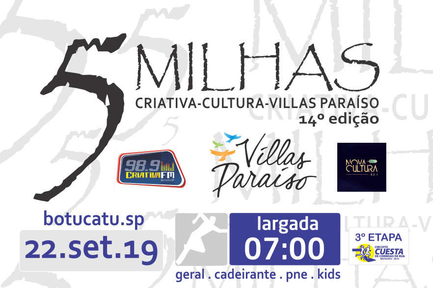 14ª Corrida ‘Criativa FM/Villas Paraíso/Cultura FM’ será neste domingo, 22