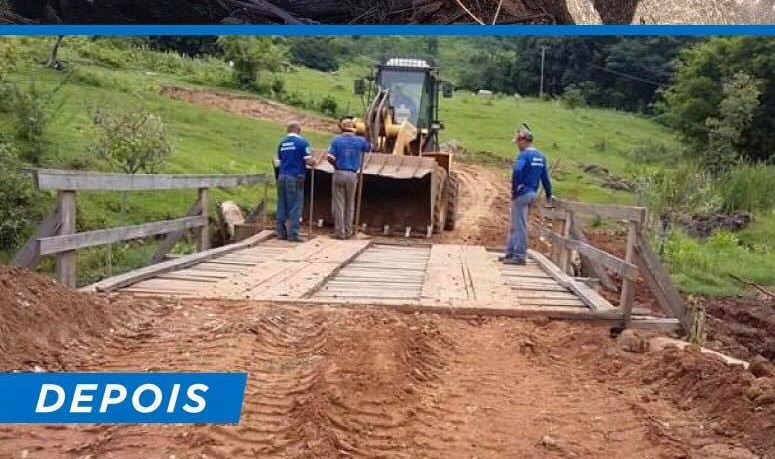 Ponte na região da Indiana, em Botucatu, é reconstruída após chuva