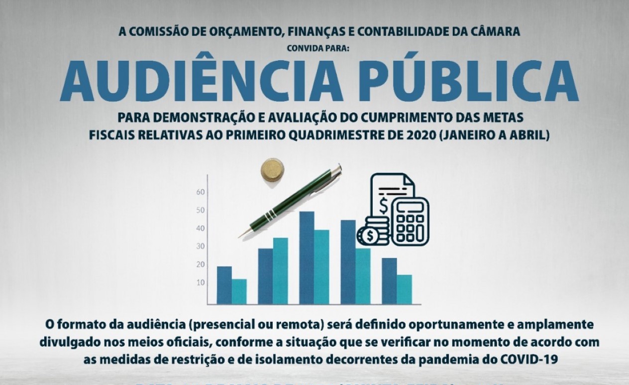    Audiência Pública tratará sobre metas fiscais do primeiro quadrimestre de 2020