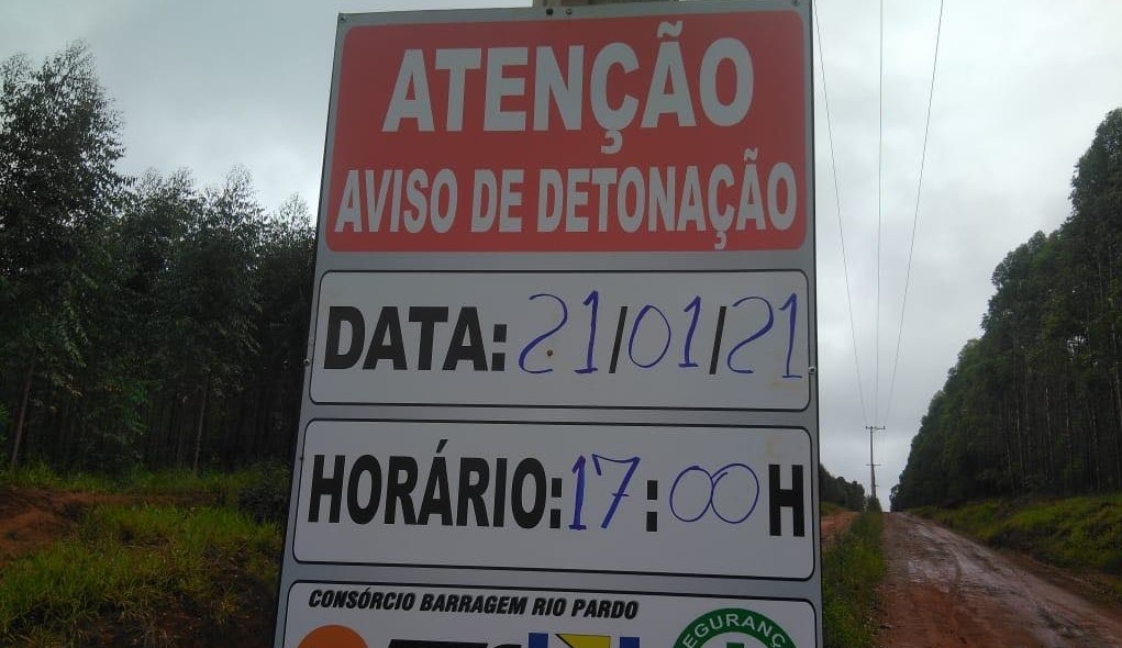 Detonações para escavação na barragem do Rio Pardo em Botucatu começam na quinta, 21