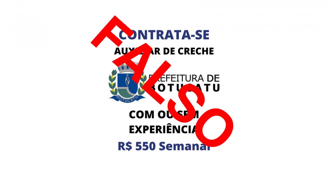 Fake: Prefeitura de Botucatu nega que esteja contratando auxiliar de creche