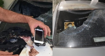 Celular pega fogo no carro e incêndio danifica veículo, notebook e dinheiro