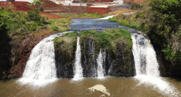 Imagens mostram avanço em construção de represa e ‘reaparecimento’ da cachoeira Véu de Noiva em Botucatu