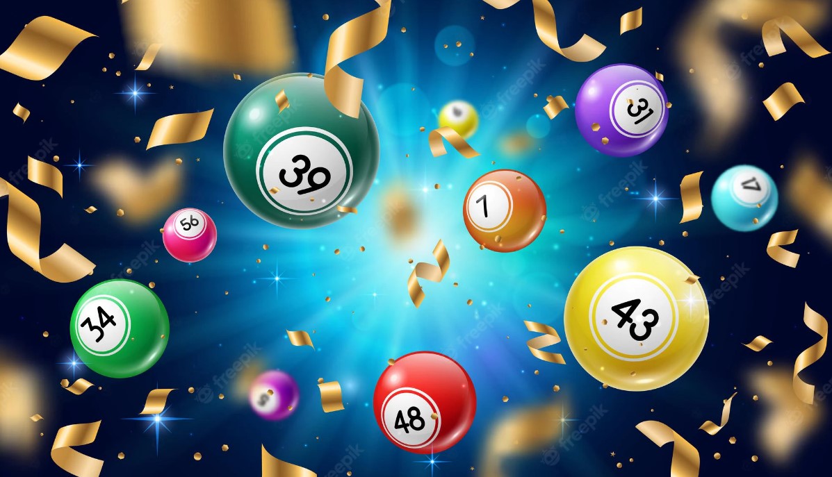 Bolas numeradas coloridas Bolas coloridas e numeradas, confetes e serpentinas douradas
