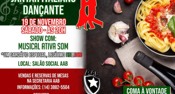 AAB promove Jantar Italiano Dançante no sábado, 19