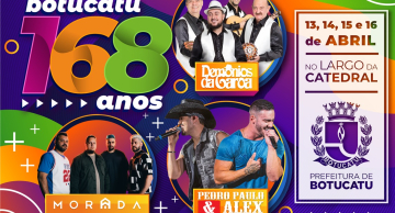 Botucatu 168 anos: Shows gratuitos começam na quinta-feira, 13