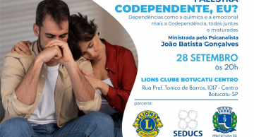 Botucatu terá palestra gratuita sobre codependência nesta quinta (28)