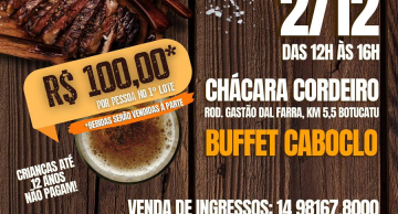 ‘Fogo de Chão Beneficente’ será no próximo sábado (02) em Botucatu