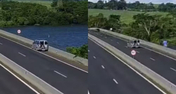 Motorista tem mal súbito e esposa assume controle de veículo em ponte sobre o Rio Tietê