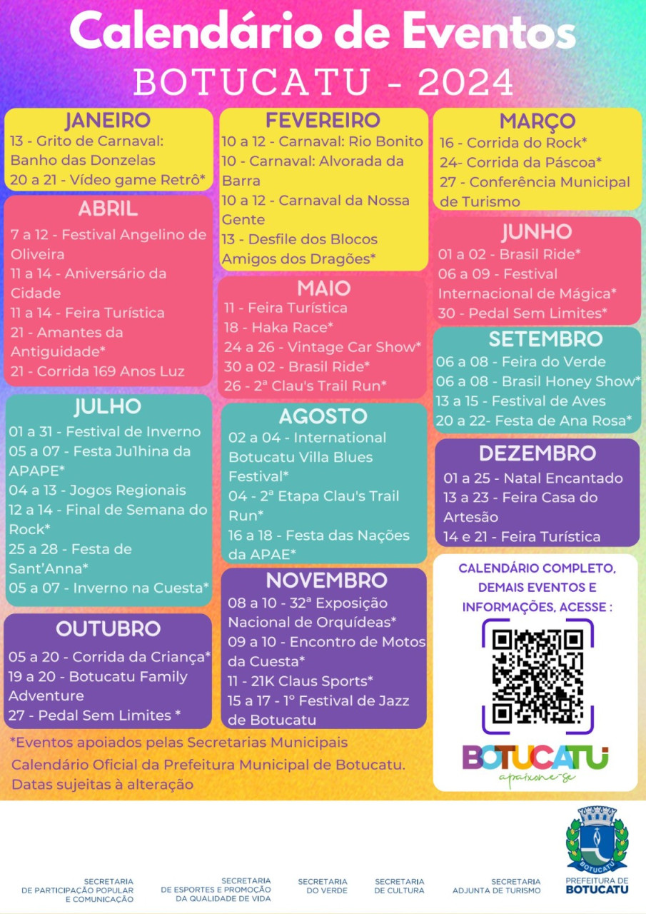 Botucatu divulga Calendário de Eventos para 2024 Jornal Acontece Botucatu