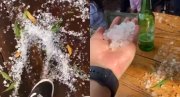 Chuva de granizo é registrada em ponto turístico de Pardinho