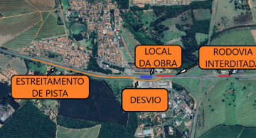 Rodovias do Tietê remove passarela na Marechal Rondon em São Manuel neste domingo, 19