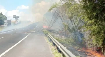 Incêndio interrompe tráfego na rodovia Marechal Rondon em Areiópolis