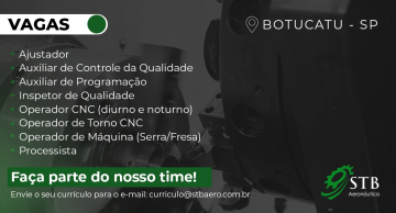 STB Aeronáutica oferece vagas de trabalho