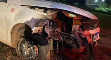 Veículo fica destruído após choque com Javali na Castelinho em Botucatu Veículo fica destruído após choque com Javali na Castelinho em Botucatu