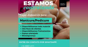 Vaga de trabalho para manicures e alonguistas em Botucatu
