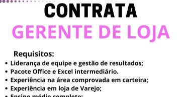 Rede de lojas contrata ‘gerente de loja’ em Botucatu