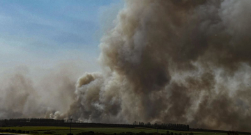 Grande incêndio devasta área de pastagem às margens da Rondon