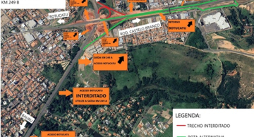 Nova etapa de obras fecha acesso da Marechal Rondon (SP-300) a Botucatu