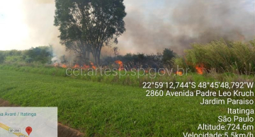 Homem em situação de rua ateia fogo em área ao lado da Rodovia Castello Branco em Itatinga