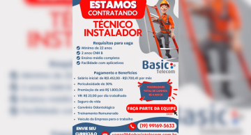 Oportunidade de trabalho para Instaladores de TV a Cabo e Internet
