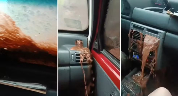 Passageira registra desespero em carro ilhado enquanto enxurrada cobre veículo em Santa Maria da Serra; veja vídeo