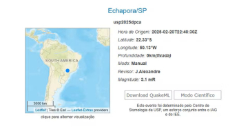 Tremor de magnitude 3,1 atinge parte do Centro-Oeste Paulista Tremor de magnitude 3,1 atinge parte do Centro-Oeste Paulista