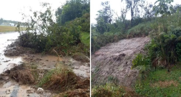 Chuva provoca deslizamento de talude em trecho de rodovia em Pardinho