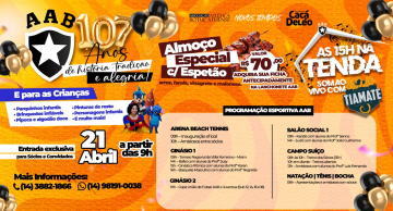 AAB fará grande festa nesta segunda (21) para comemorar seus 107 anos
