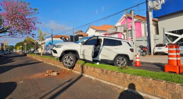 Condutor perde o controle e sobe em canteiro central da Avenida Santana