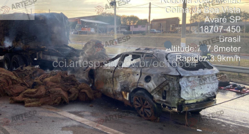 Motorista morre carbonizado em grave acidente na SP-255, em Avaré