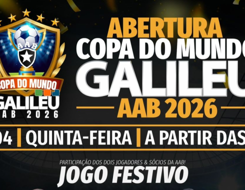 AAB abre Copa do Mundo Galileu 2026 com jogo festivo, estrelas do futebol e show ao vivo