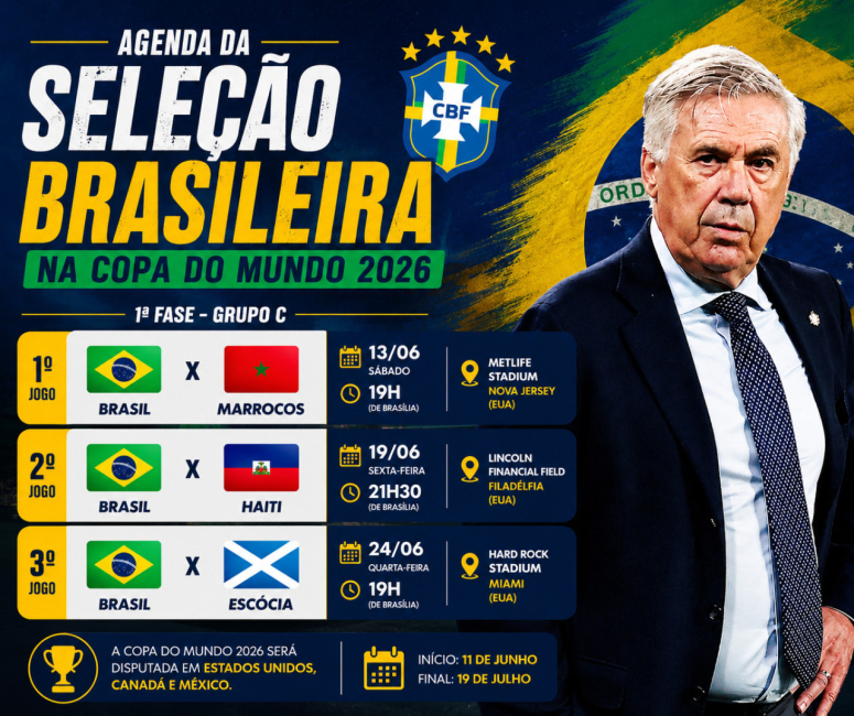 Veja dias e horários dos jogos do Brasil na primeira fase da Copa do ...