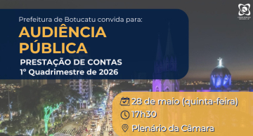 Câmara de Botucatu realizará Audiência Pública para prestação de contas da Prefeitura